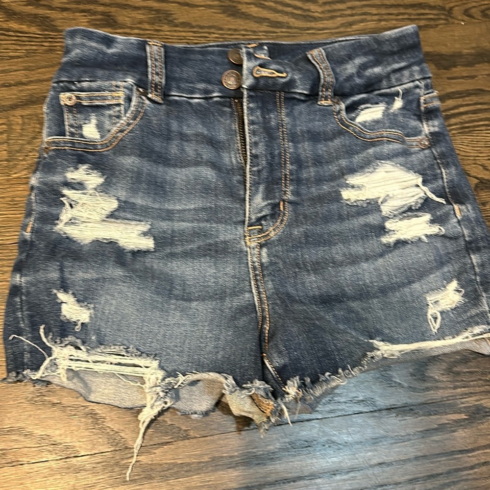 Denim lightly ripped shorts